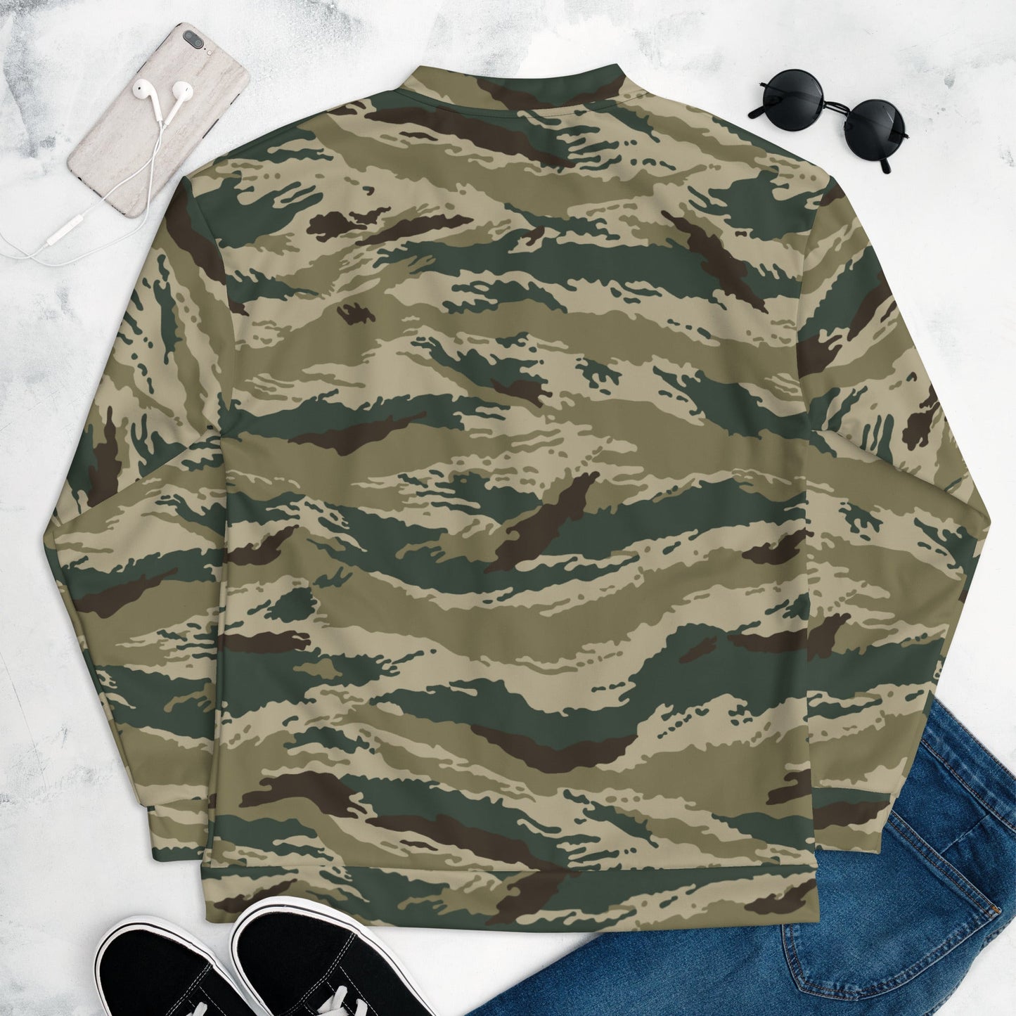 Russian Tiger Stripe Kamysh Green CAMO Unisex Bomber Jacket - Jackets