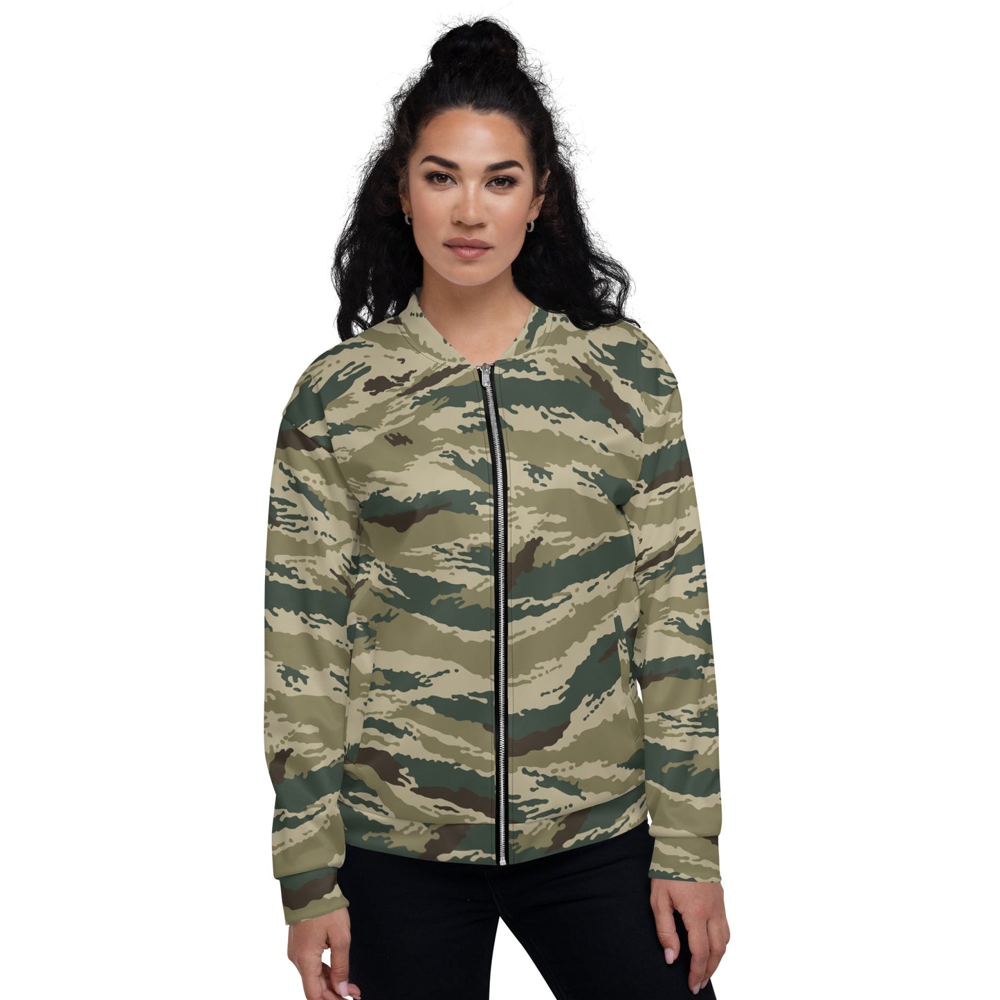 Russian Tiger Stripe Kamysh Green CAMO Unisex Bomber Jacket - Jackets