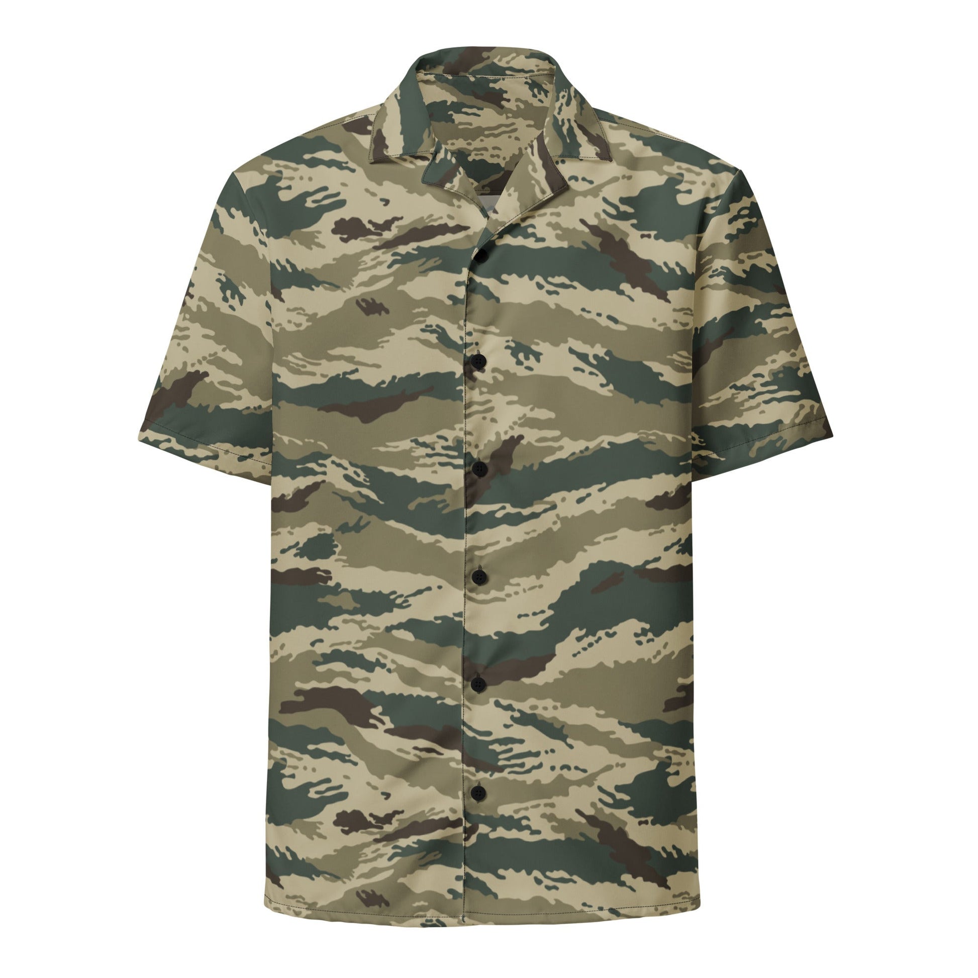 Russian Tiger Stripe Kamysh Green CAMO Unisex button shirt - Button Shirts
