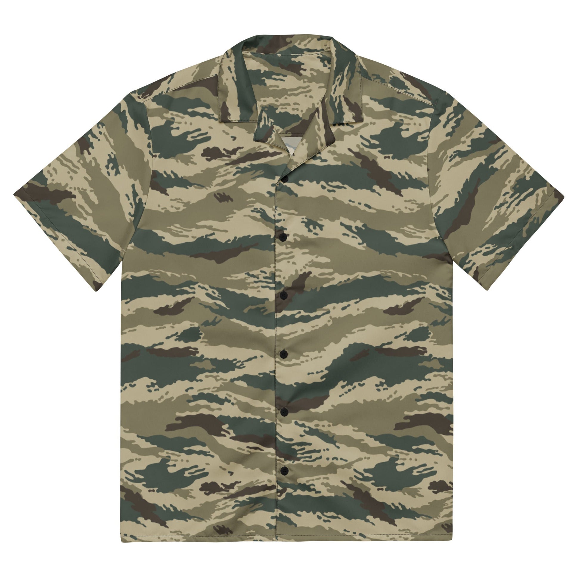 Russian Tiger Stripe Kamysh Green CAMO Unisex button shirt - Button Shirts