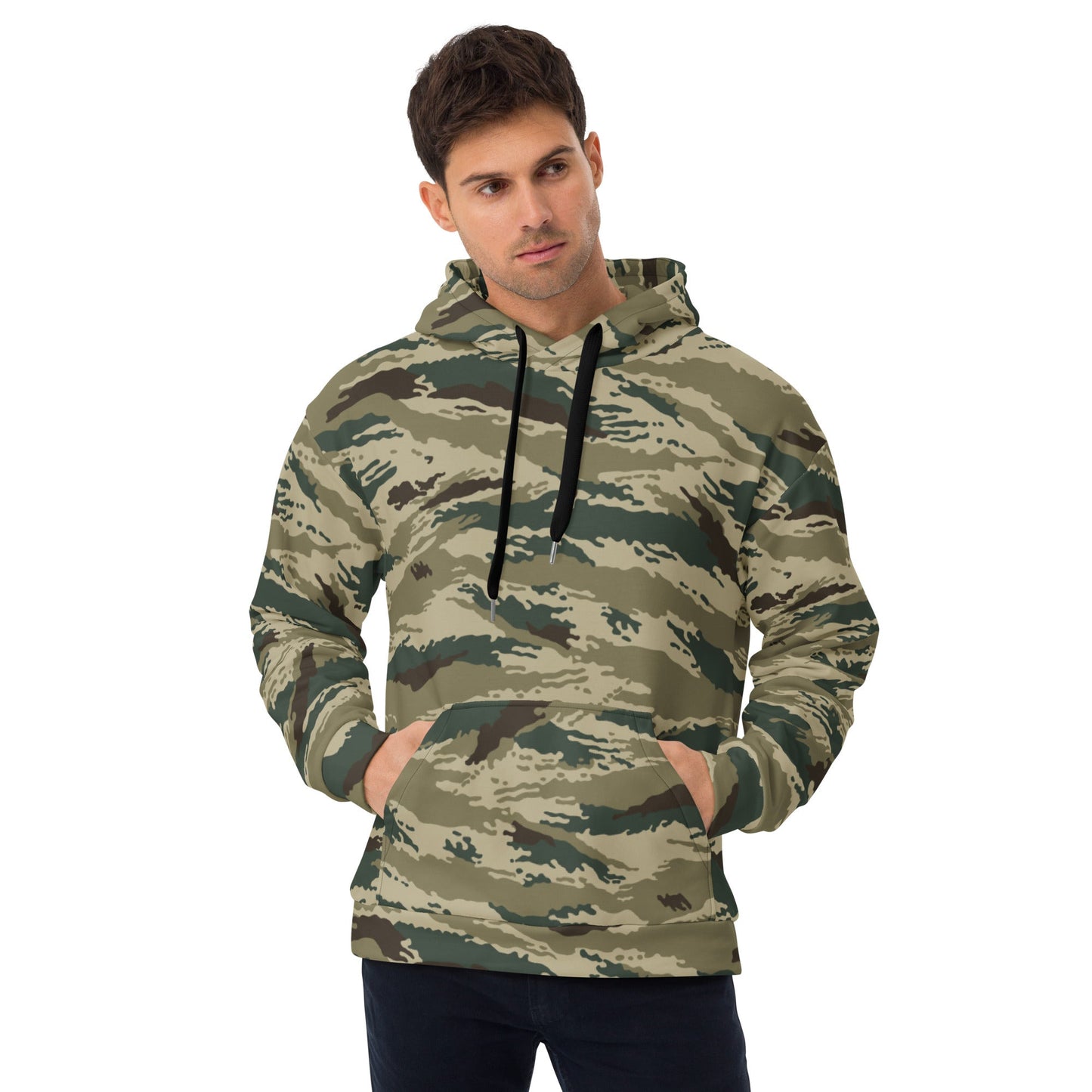 Russian Tiger Stripe Kamysh Green CAMO Unisex Hoodie - 2XS - Hoodies