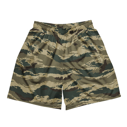 Russian Tiger Stripe Kamysh Green CAMO Unisex mesh shorts - 2XS - Mesh Shorts