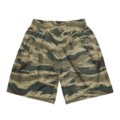 Russian Tiger Stripe Kamysh Green CAMO Unisex mesh shorts - Mesh Shorts