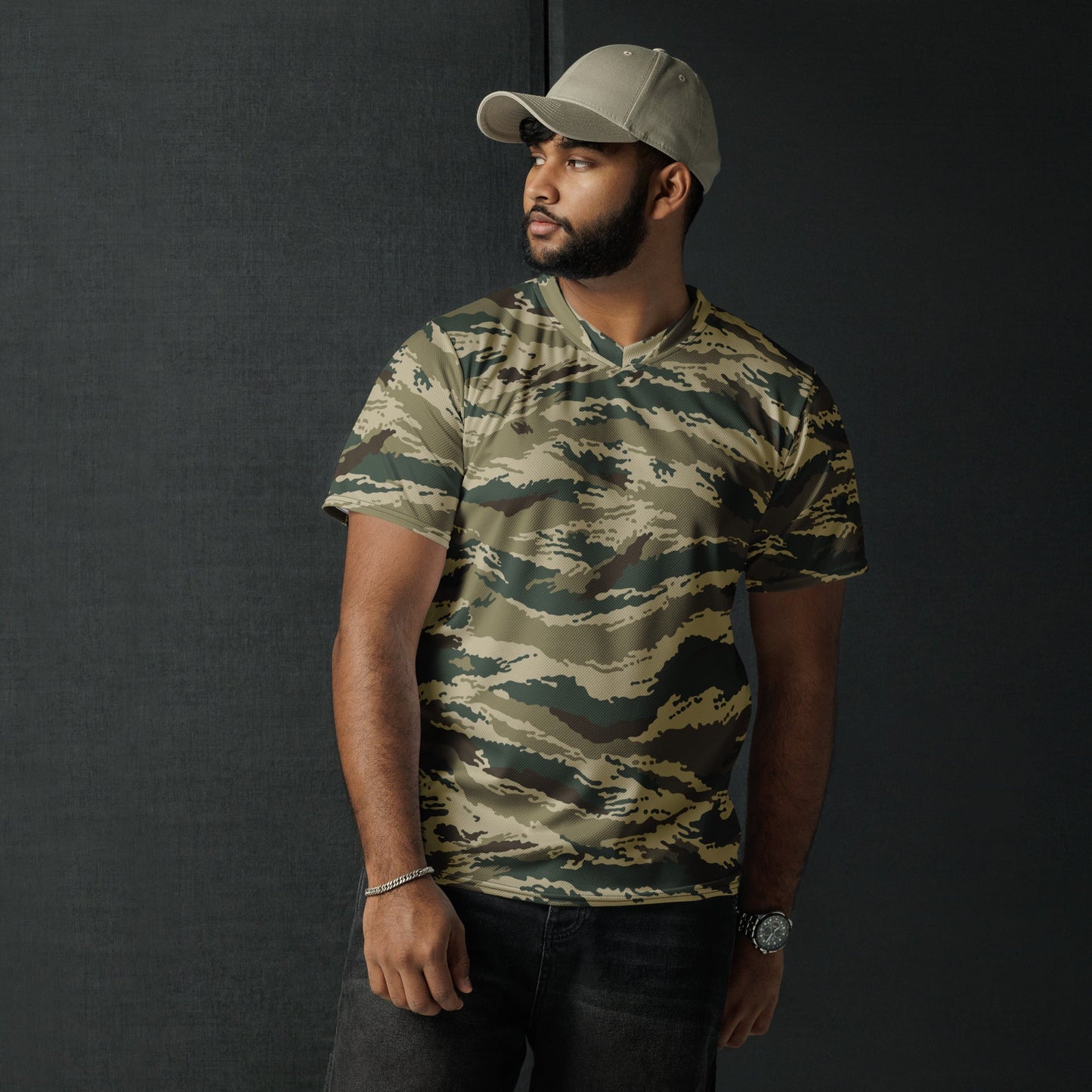 Russian Tiger Stripe Kamysh Green CAMO unisex sports jersey - Sports Jerseys