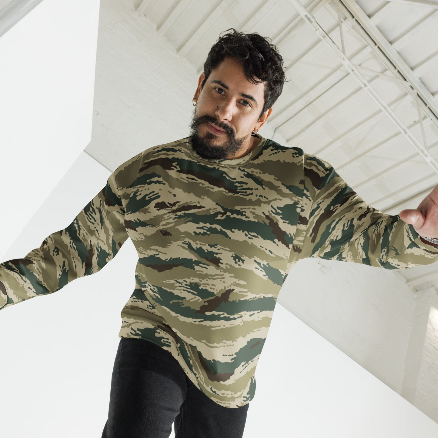 Russian Tiger Stripe Kamysh Green CAMO Unisex Sweatshirt - Sweatshirts