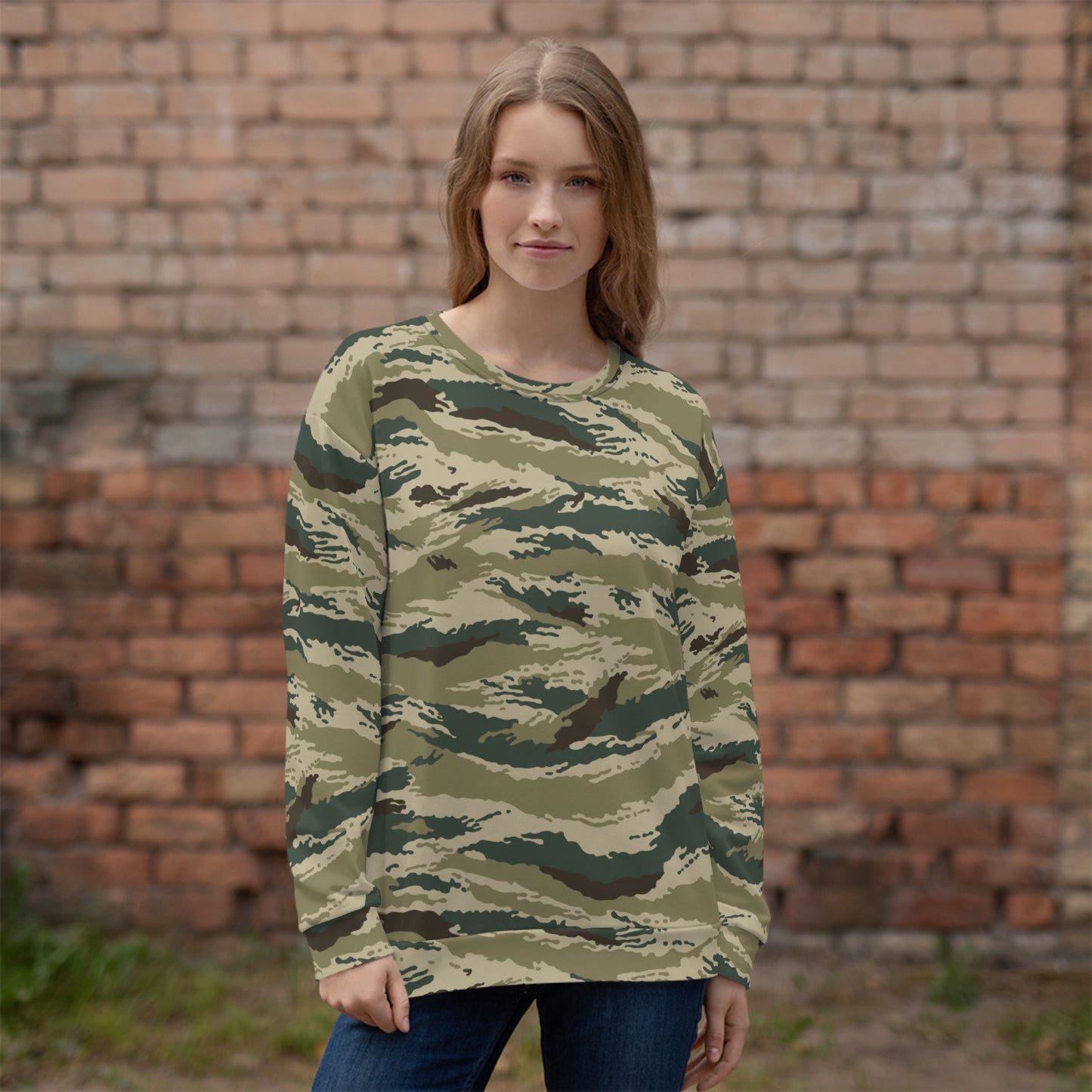 Russian Tiger Stripe Kamysh Green CAMO Unisex Sweatshirt - Sweatshirts