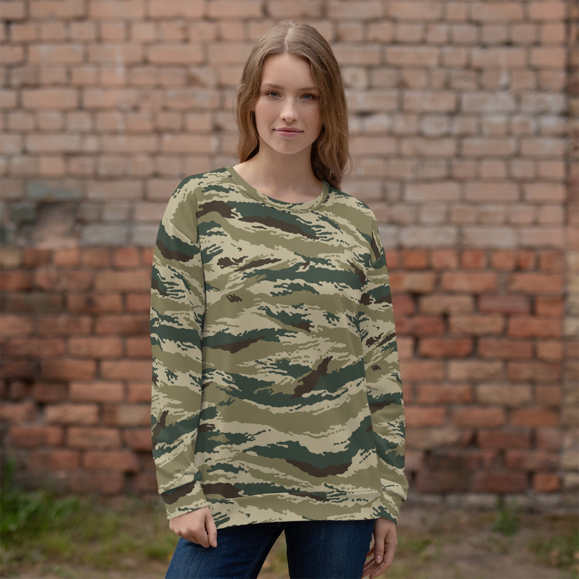 Russian Tiger Stripe Kamysh Green CAMO Unisex Sweatshirt - Sweatshirts