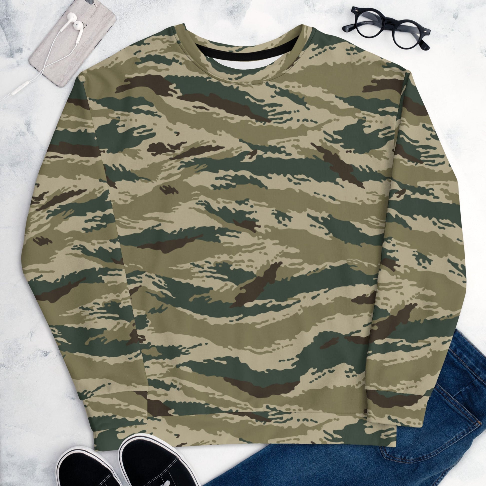 Russian Tiger Stripe Kamysh Green CAMO Unisex Sweatshirt - Sweatshirts