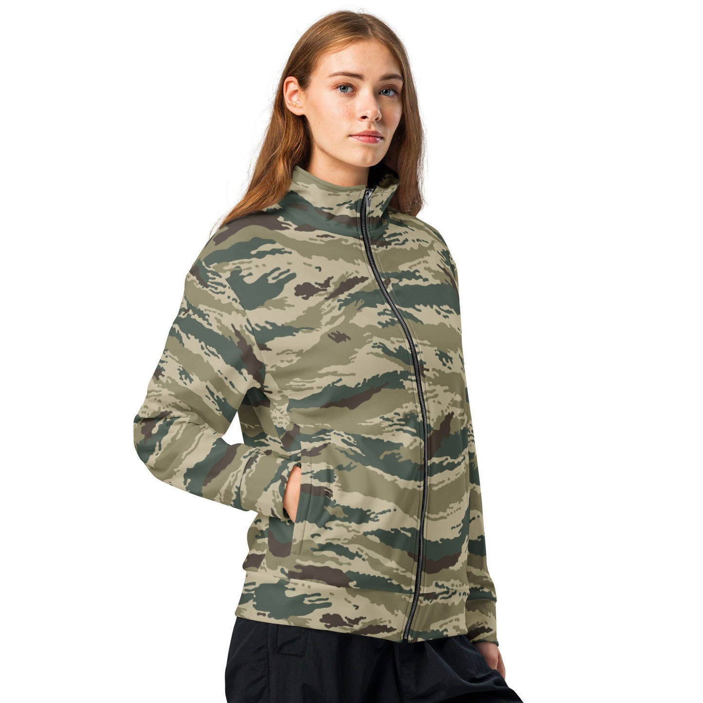 Russian Tiger Stripe Kamysh Green CAMO Unisex track jacket - Track Jackets