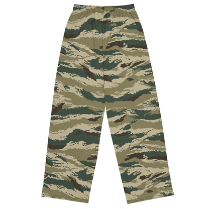 Russian Tiger Stripe Kamysh Green CAMO unisex wide-leg pants - Wide-leg Pants