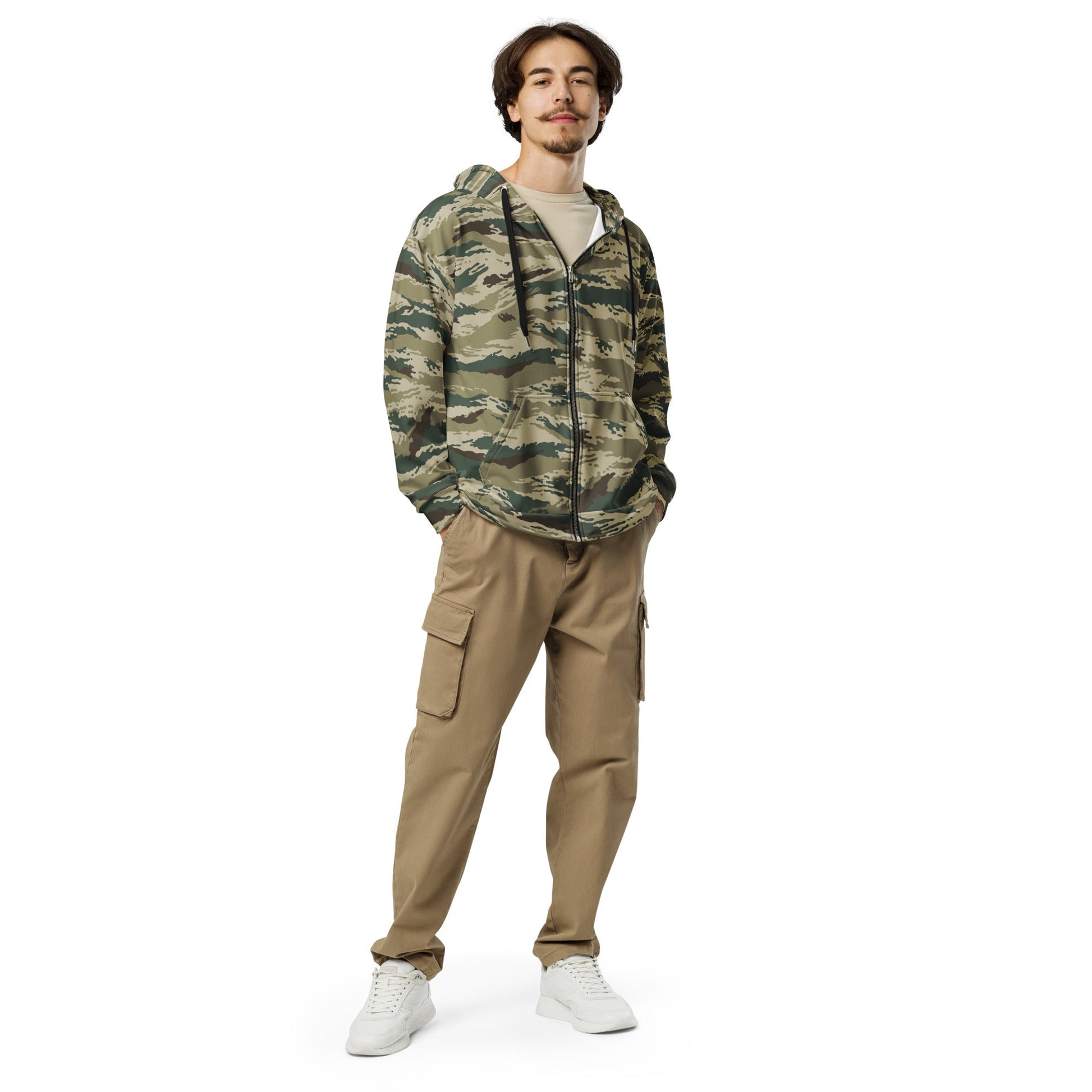 Russian Tiger Stripe Kamysh Green CAMO Unisex zip hoodie - Zip Hoodies