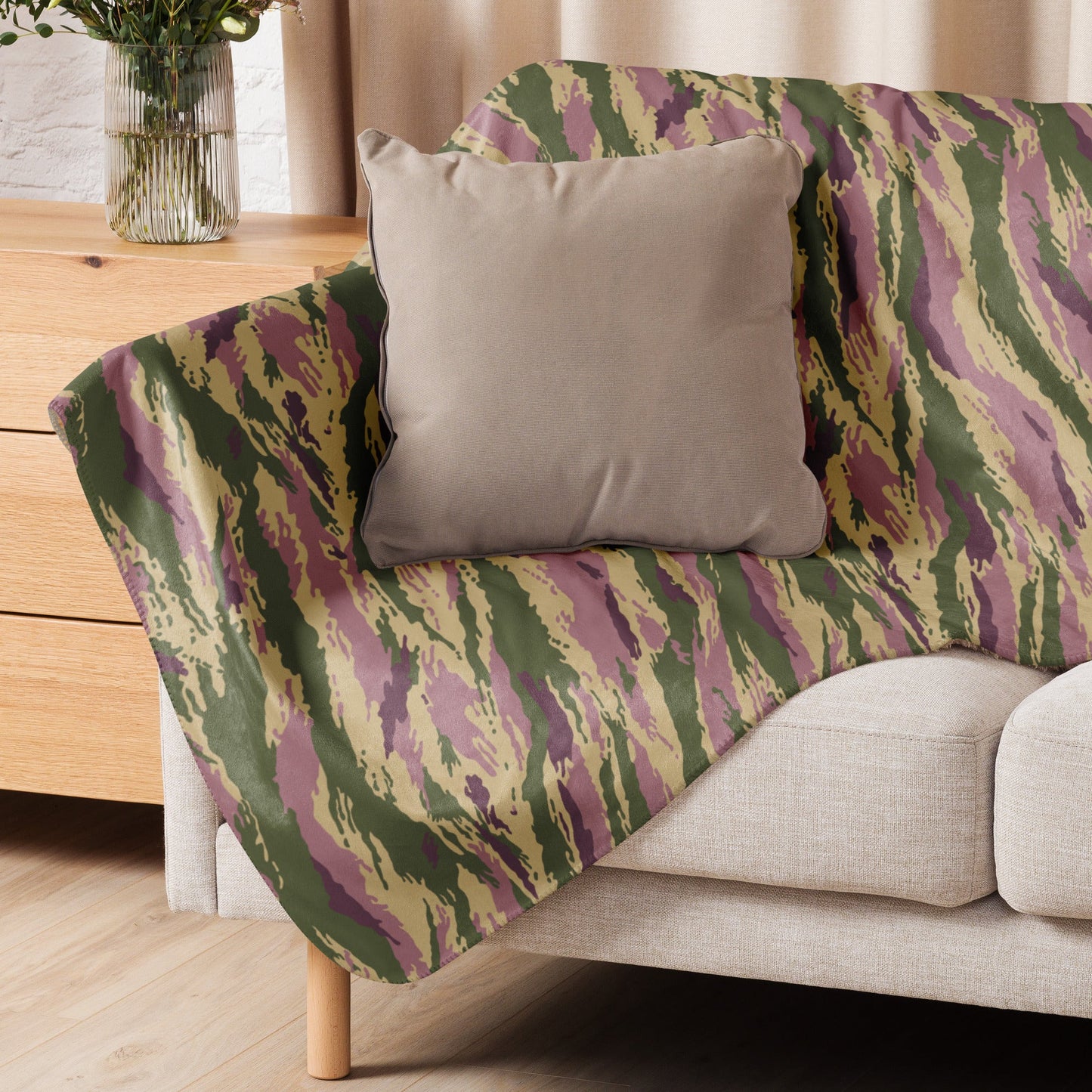 Russian Tiger Stripe Kamysh PFO CAMO Sherpa blanket - Blankets