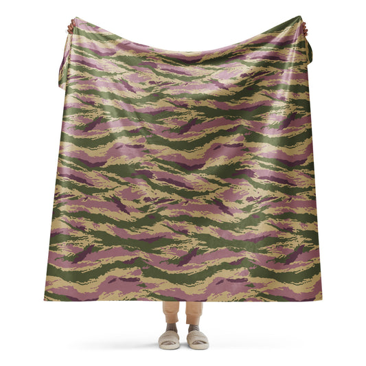 Russian Tiger Stripe Kamysh PFO CAMO Sherpa blanket - 60″×80″ - Blankets