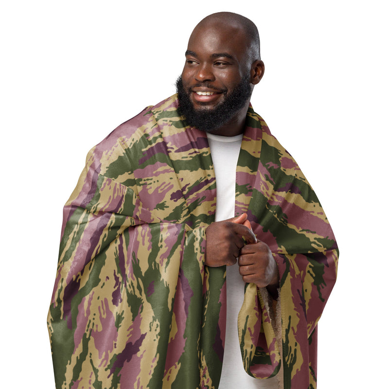 Tiger Stripe Kamysh Rosewood CAMO Sherpa Blanket