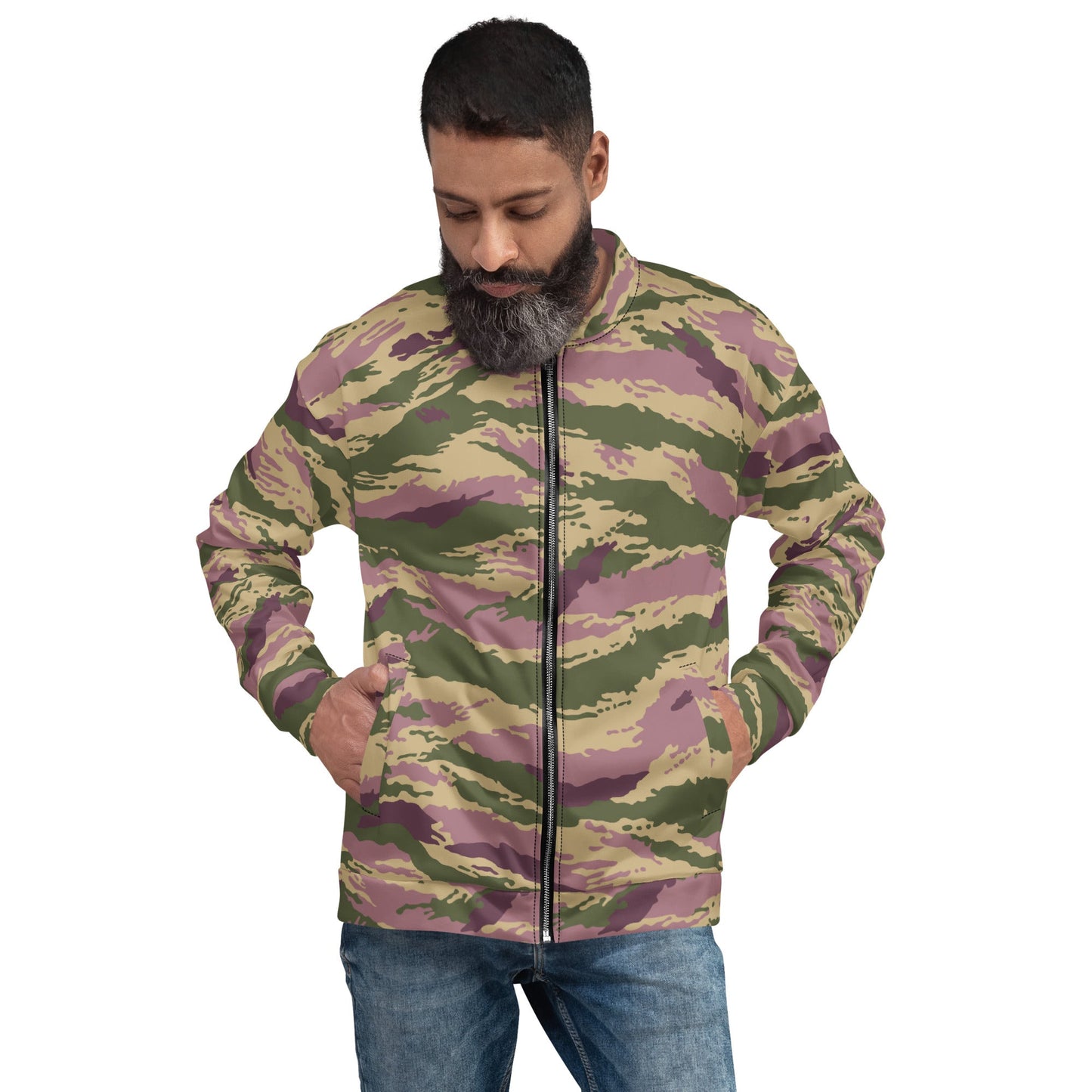 Russian Tiger Stripe Kamysh PFO CAMO Unisex Bomber Jacket - Jackets