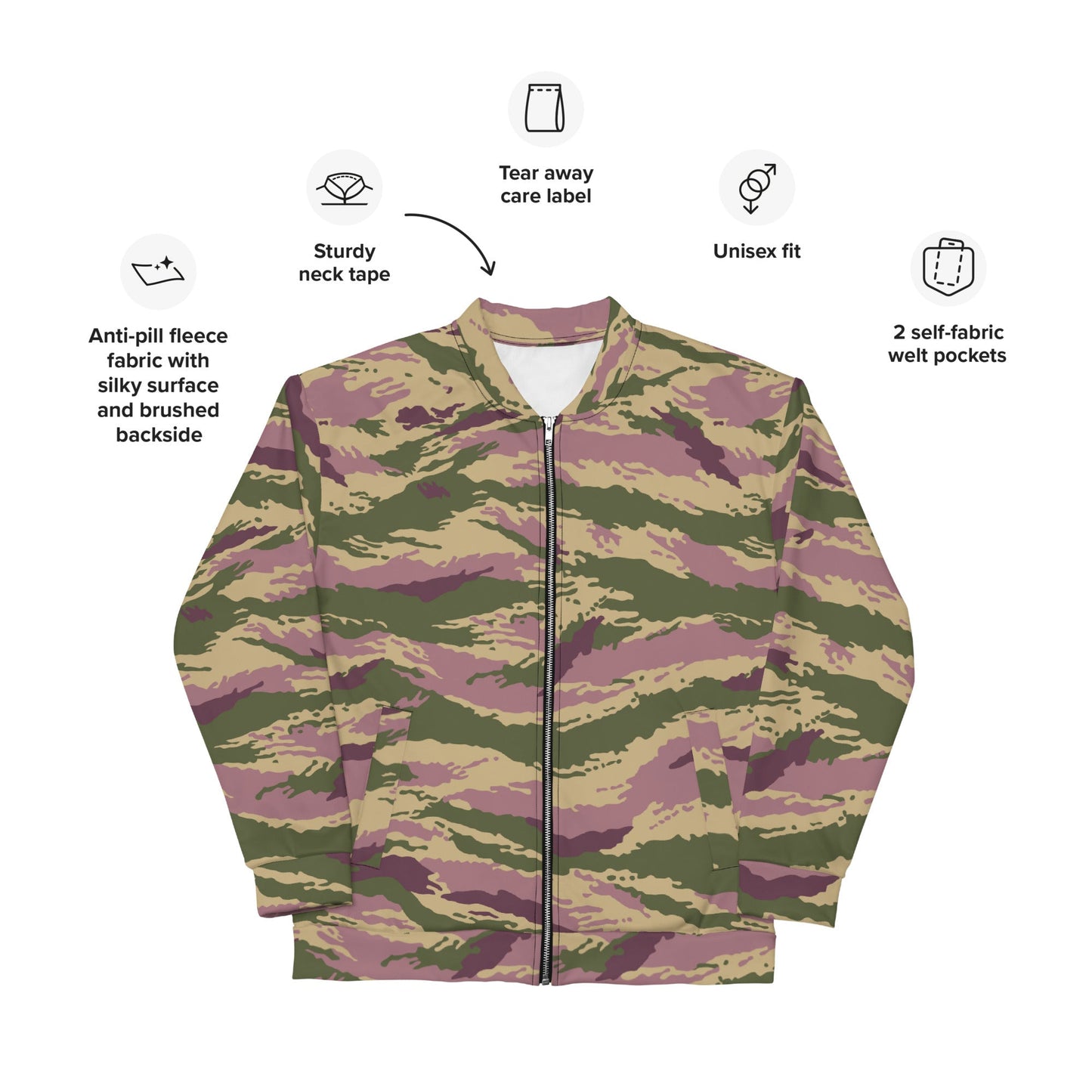 Russian Tiger Stripe Kamysh PFO CAMO Unisex Bomber Jacket - Jackets