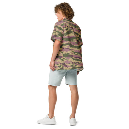 Russian Tiger Stripe Kamysh PFO CAMO Unisex Short-Sleeve Button Shirt