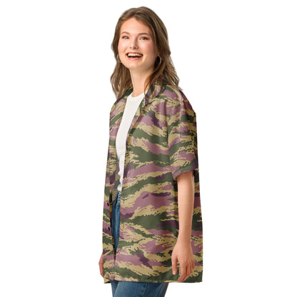 Russian Tiger Stripe Kamysh PFO CAMO Unisex Short-Sleeve Button Shirt