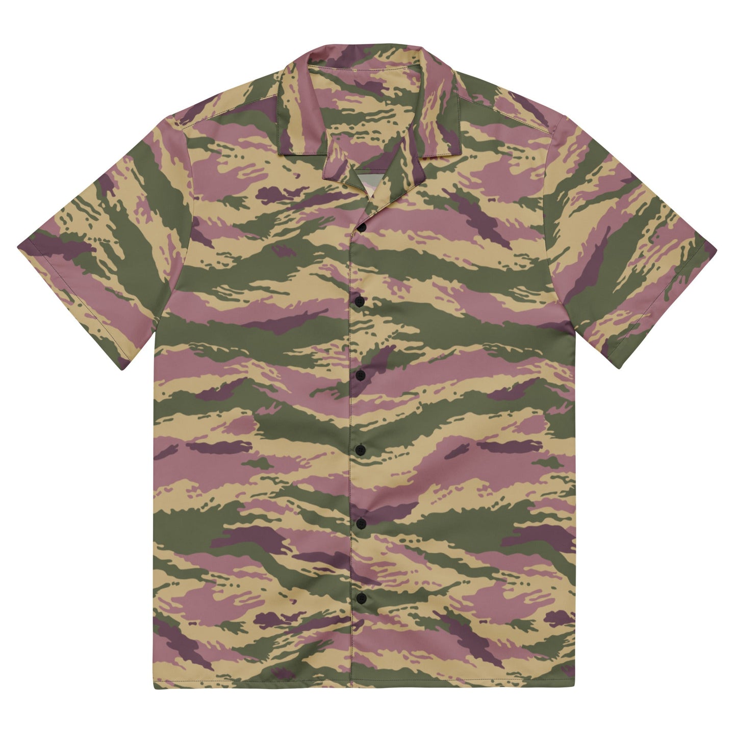 Russian Tiger Stripe Kamysh PFO CAMO Unisex Short-Sleeve Button Shirt - 2XS
