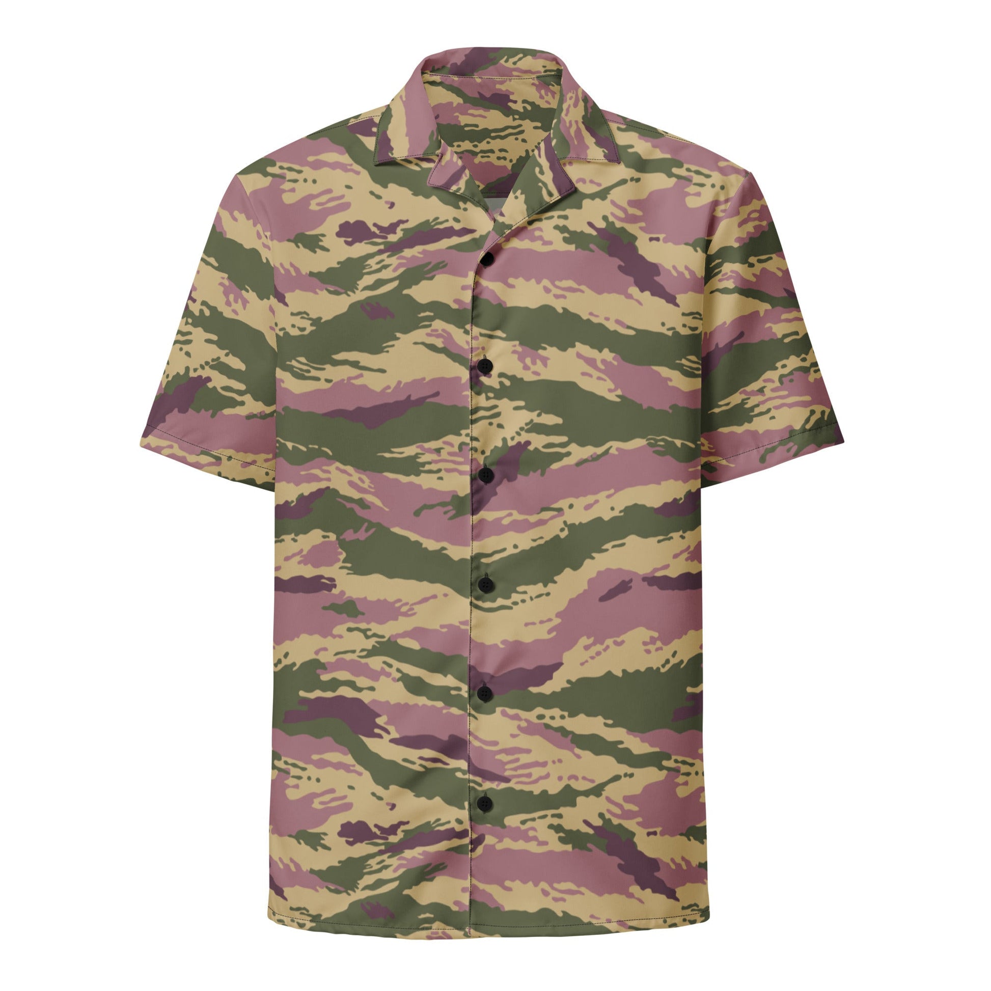 Russian Tiger Stripe Kamysh PFO CAMO Unisex Short-Sleeve Button Shirt