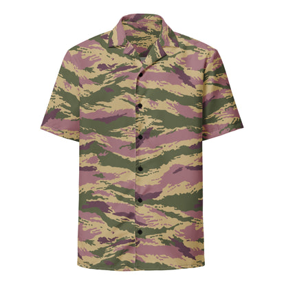 Russian Tiger Stripe Kamysh PFO CAMO Unisex Short-Sleeve Button Shirt