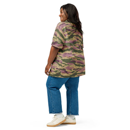 Russian Tiger Stripe Kamysh PFO CAMO Unisex Short-Sleeve Button Shirt