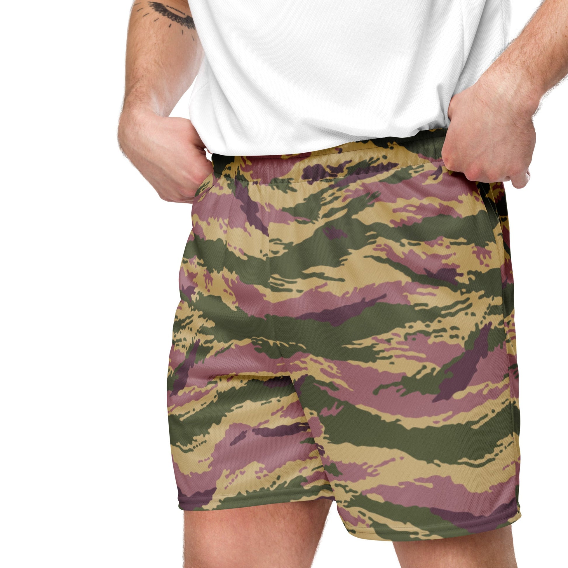 Russian Tiger Stripe Kamysh PFO CAMO Unisex Mesh Shorts