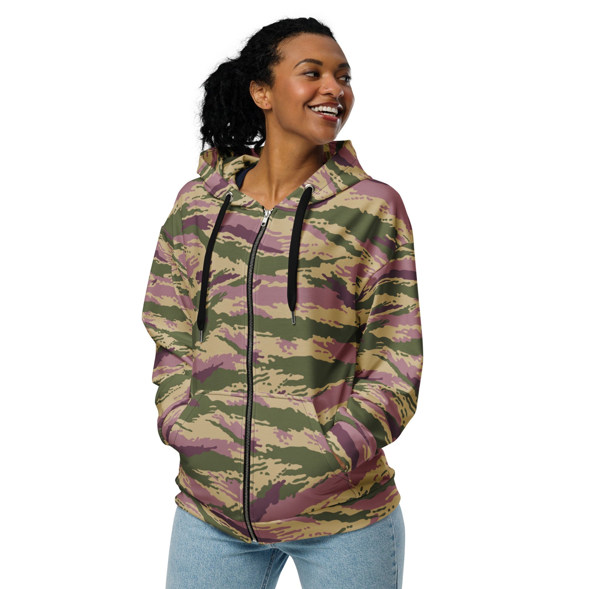 Russian Tiger Stripe Kamysh PFO CAMO Unisex zip hoodie - Zip Hoodies