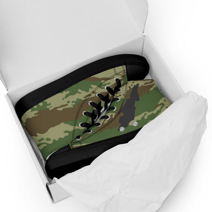 Russian Tiger Stripe Kamysh REX CAMO Mens high top canvas shoes - High Top Canvas Shoes