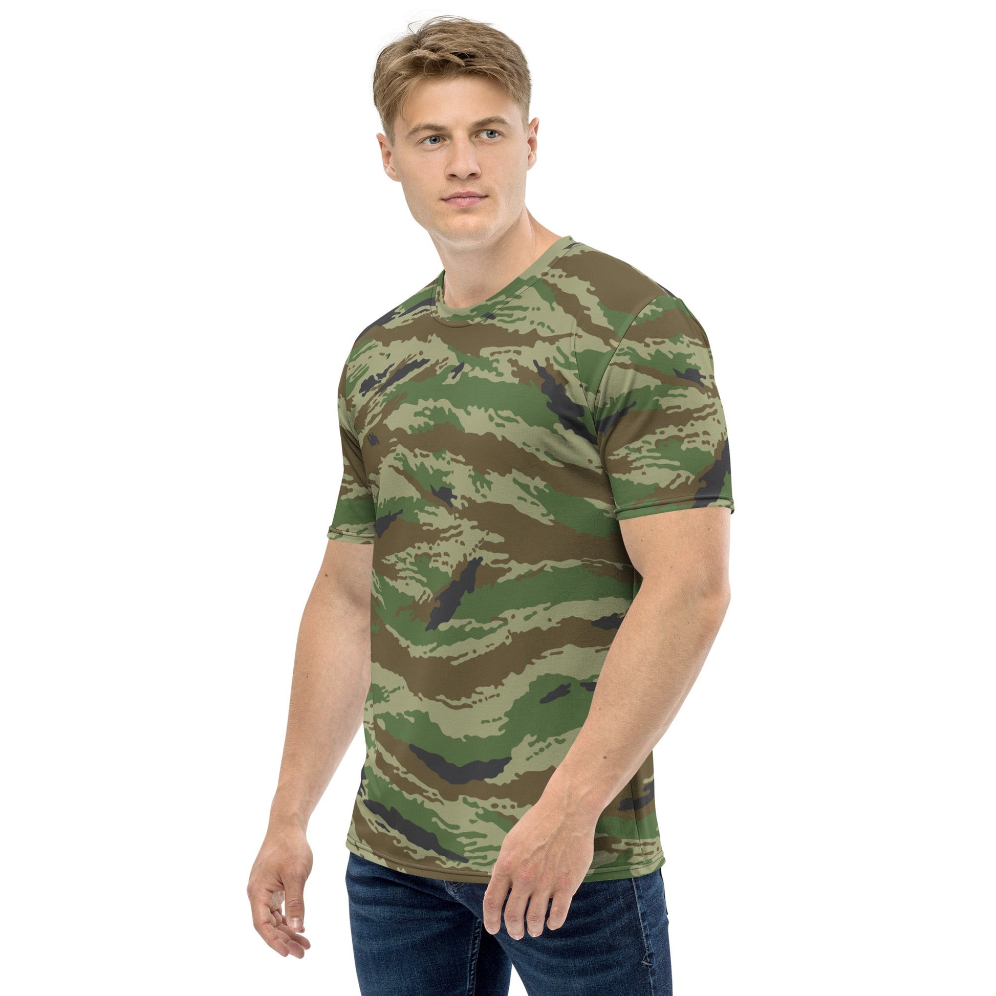 Russian Tiger Stripe Kamysh REX CAMO Mens T-shirt - T-Shirts