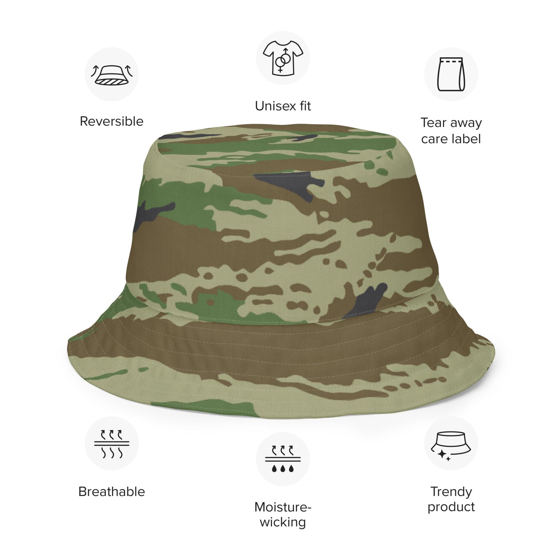 Russian Tiger Stripe Kamysh REX CAMO Reversible bucket hat - Bucket Hats