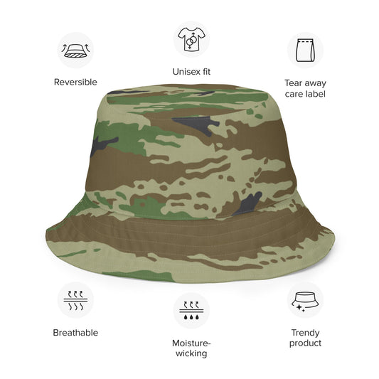 Russian Tiger Stripe Kamysh REX CAMO Reversible bucket hat - Bucket Hats