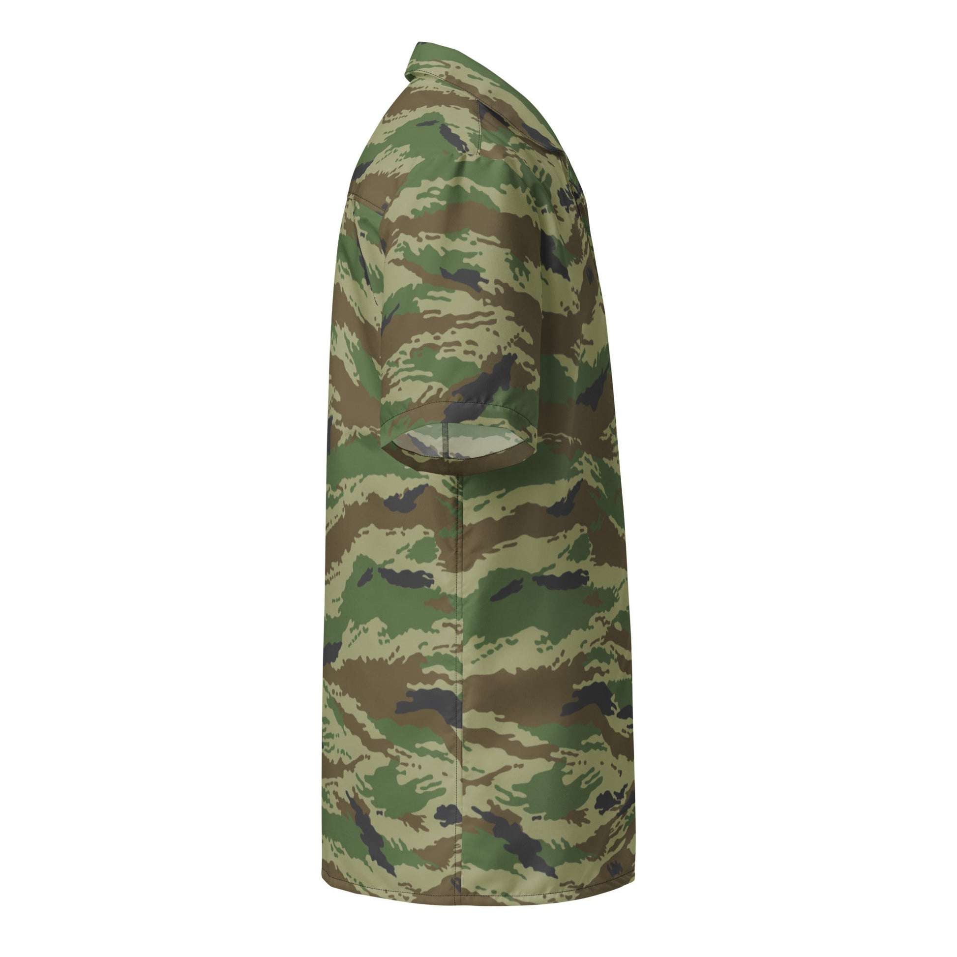 Russian Tiger Stripe Kamysh REX CAMO Unisex Short-Sleeve Button Shirt