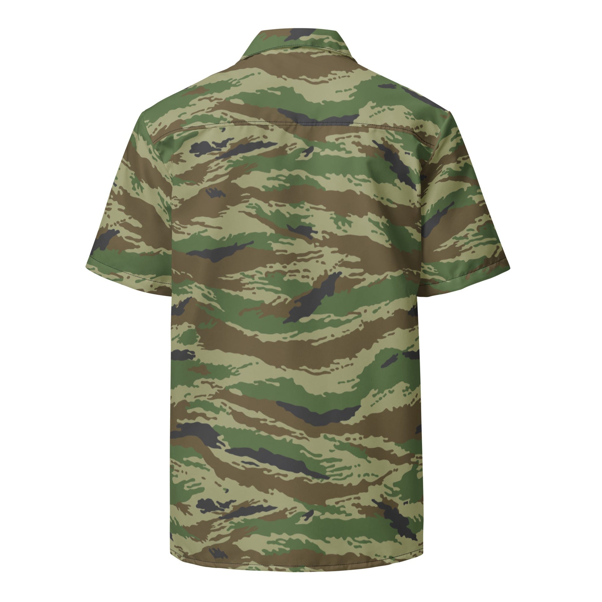 Russian Tiger Stripe Kamysh REX CAMO Unisex Short-Sleeve Button Shirt