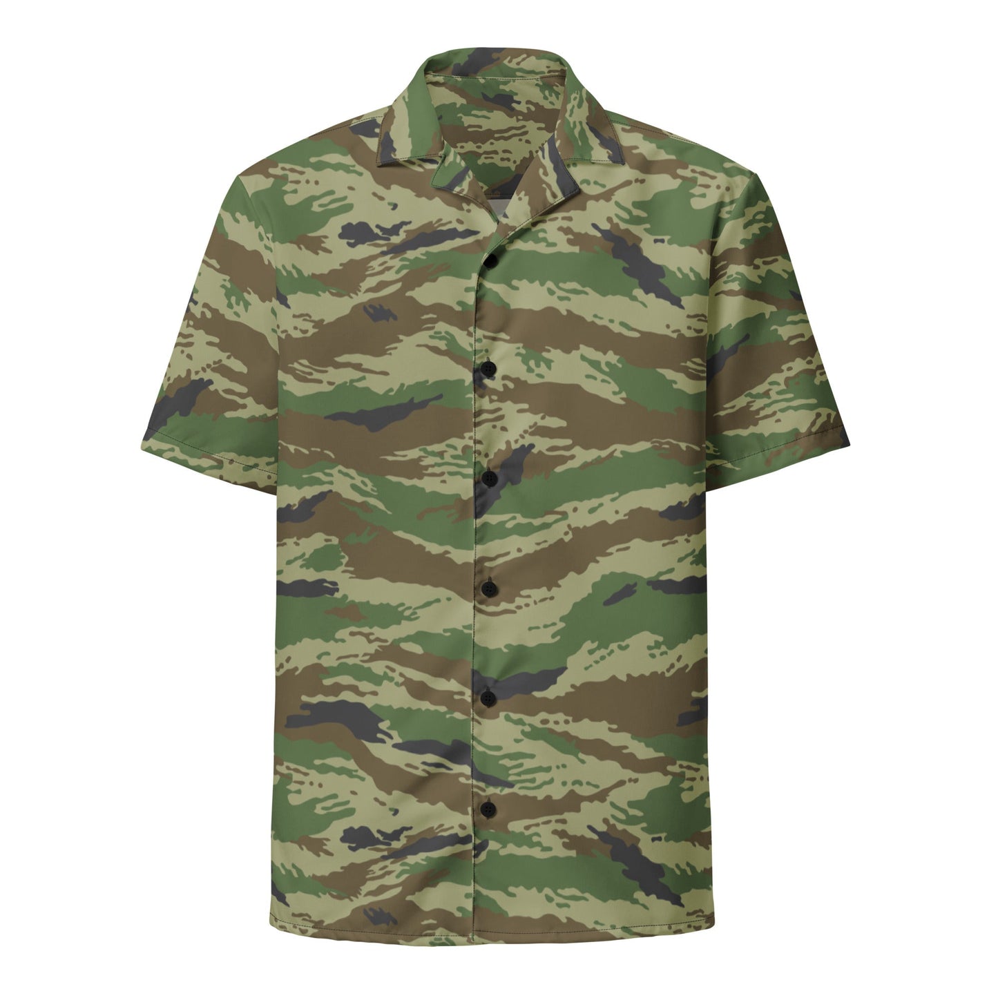 Russian Tiger Stripe Kamysh REX CAMO Unisex Short-Sleeve Button Shirt