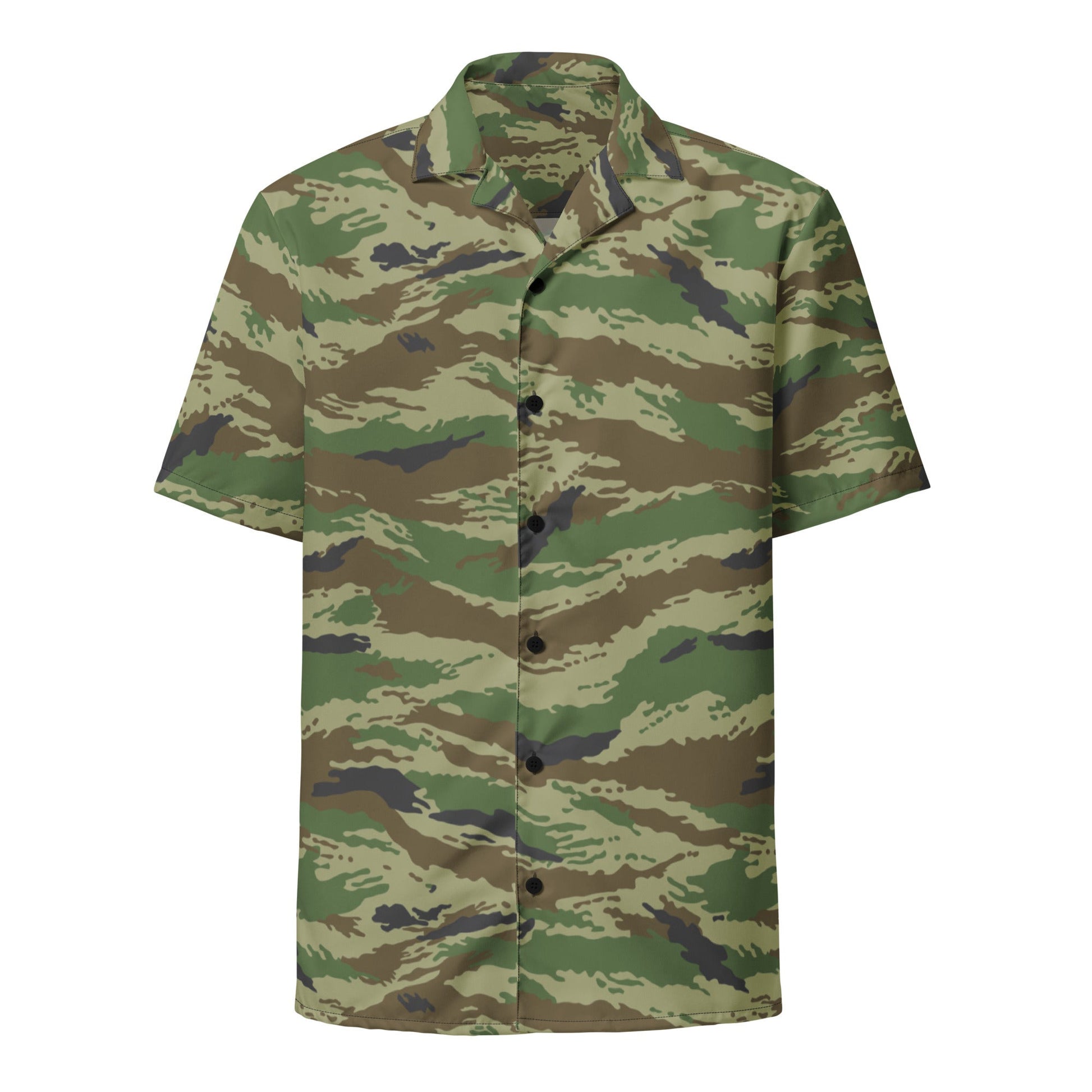 Russian Tiger Stripe Kamysh REX CAMO Unisex Short-Sleeve Button Shirt