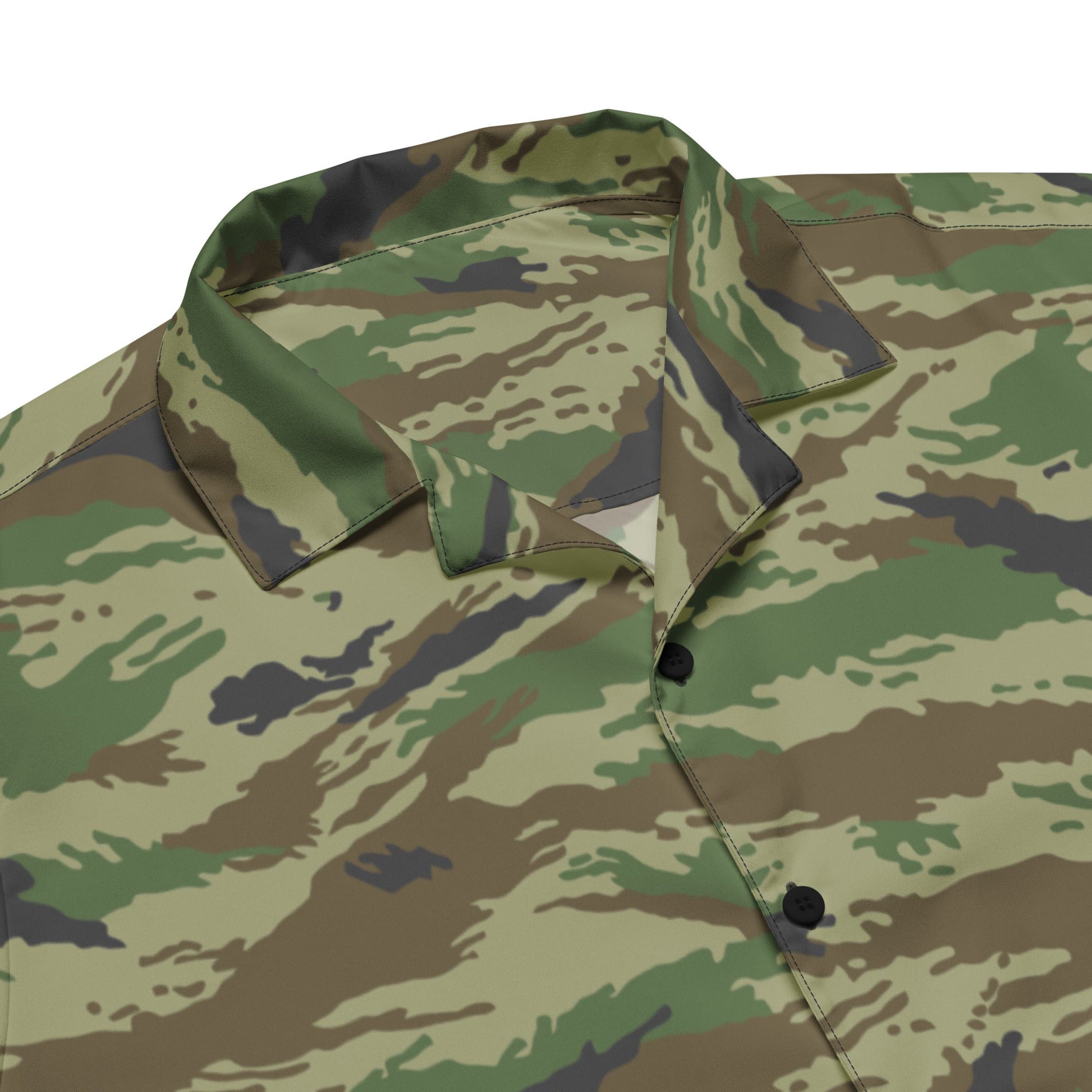 Russian Tiger Stripe Kamysh REX CAMO Unisex Short-Sleeve Button Shirt