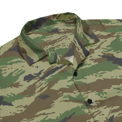 Russian Tiger Stripe Kamysh REX CAMO Unisex Short-Sleeve Button Shirt