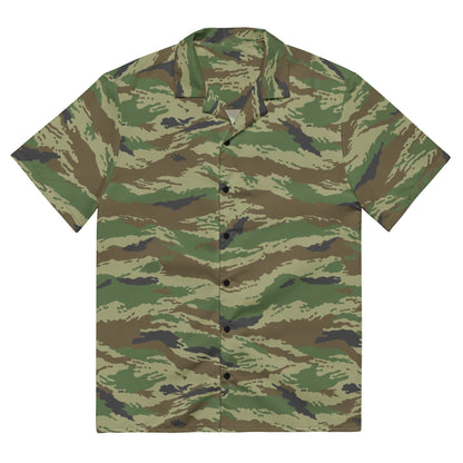 Russian Tiger Stripe Kamysh REX CAMO Unisex Short-Sleeve Button Shirt