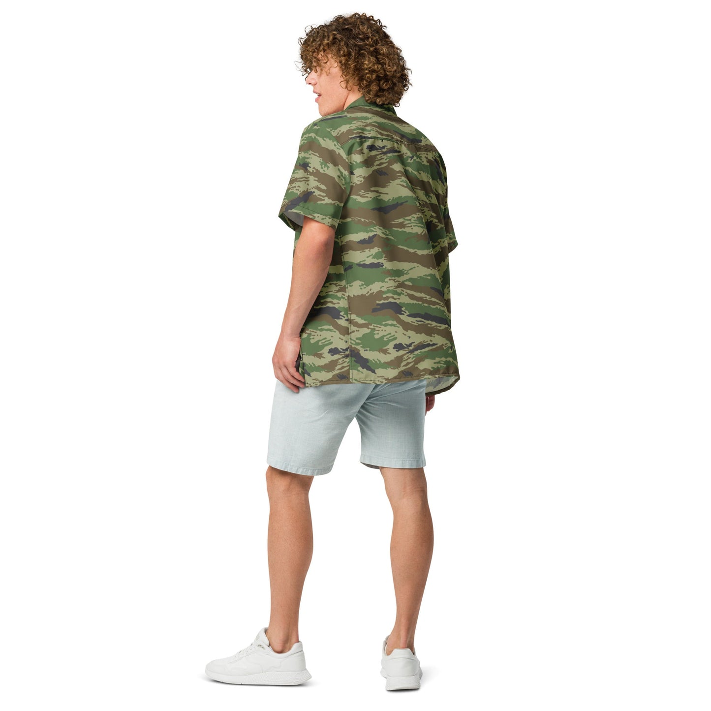 Russian Tiger Stripe Kamysh REX CAMO Unisex Short-Sleeve Button Shirt