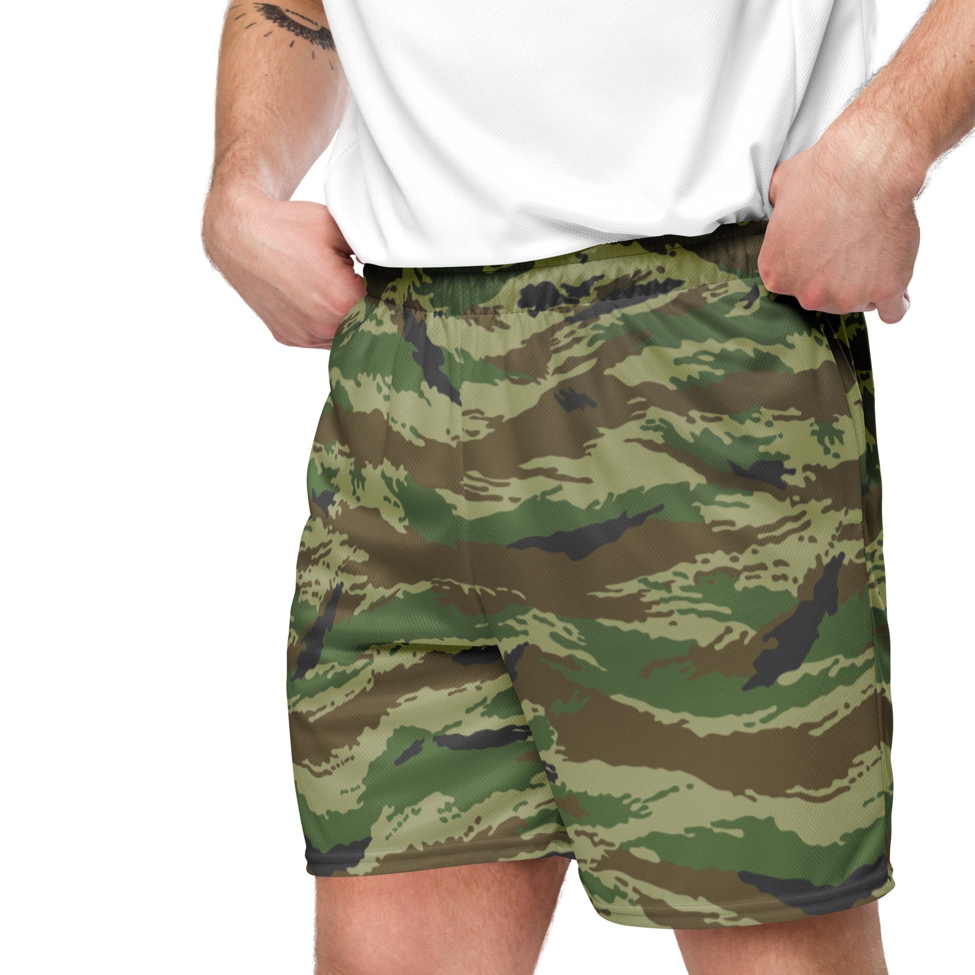 Russian Tiger Stripe Kamysh REX CAMO Unisex Mesh Shorts