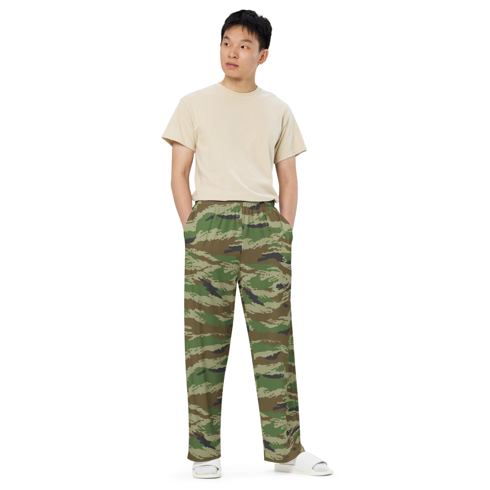 Russian Tiger Stripe Kamysh REX CAMO unisex wide-leg pants - Wide-leg Pants