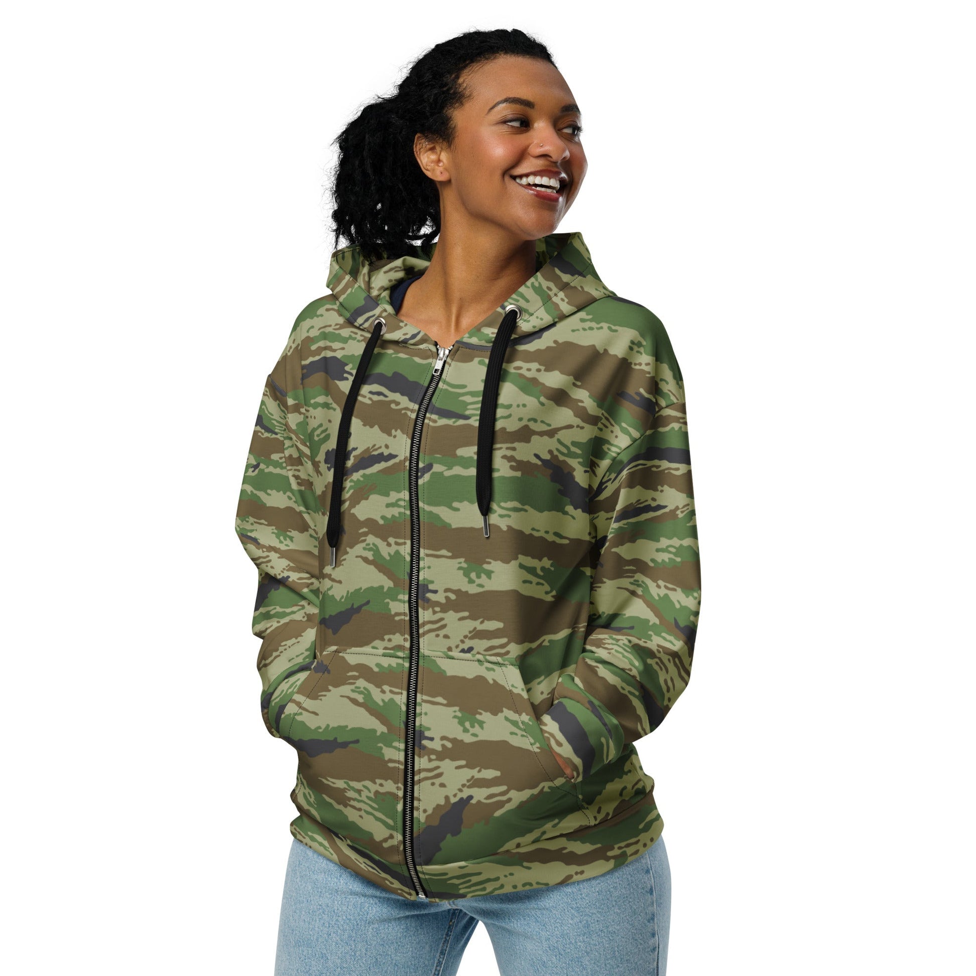 Russian Tiger Stripe Kamysh REX CAMO Unisex zip hoodie - Zip Hoodies