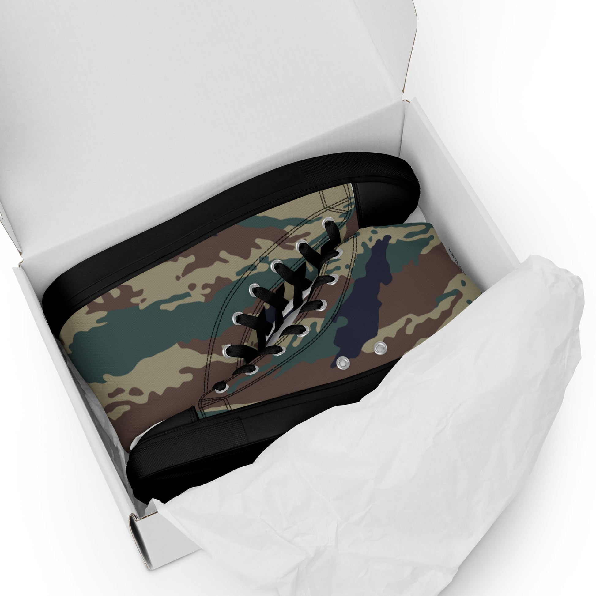 Russian Tiger Stripe Kamysh SPLAV CAMO Mens high top canvas shoes - High Top Canvas Shoes