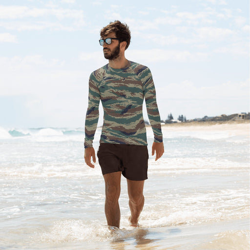Tiger Stripe Kamysh SPLAV CAMO Mens Long-Sleeve Rash Guard - XS
