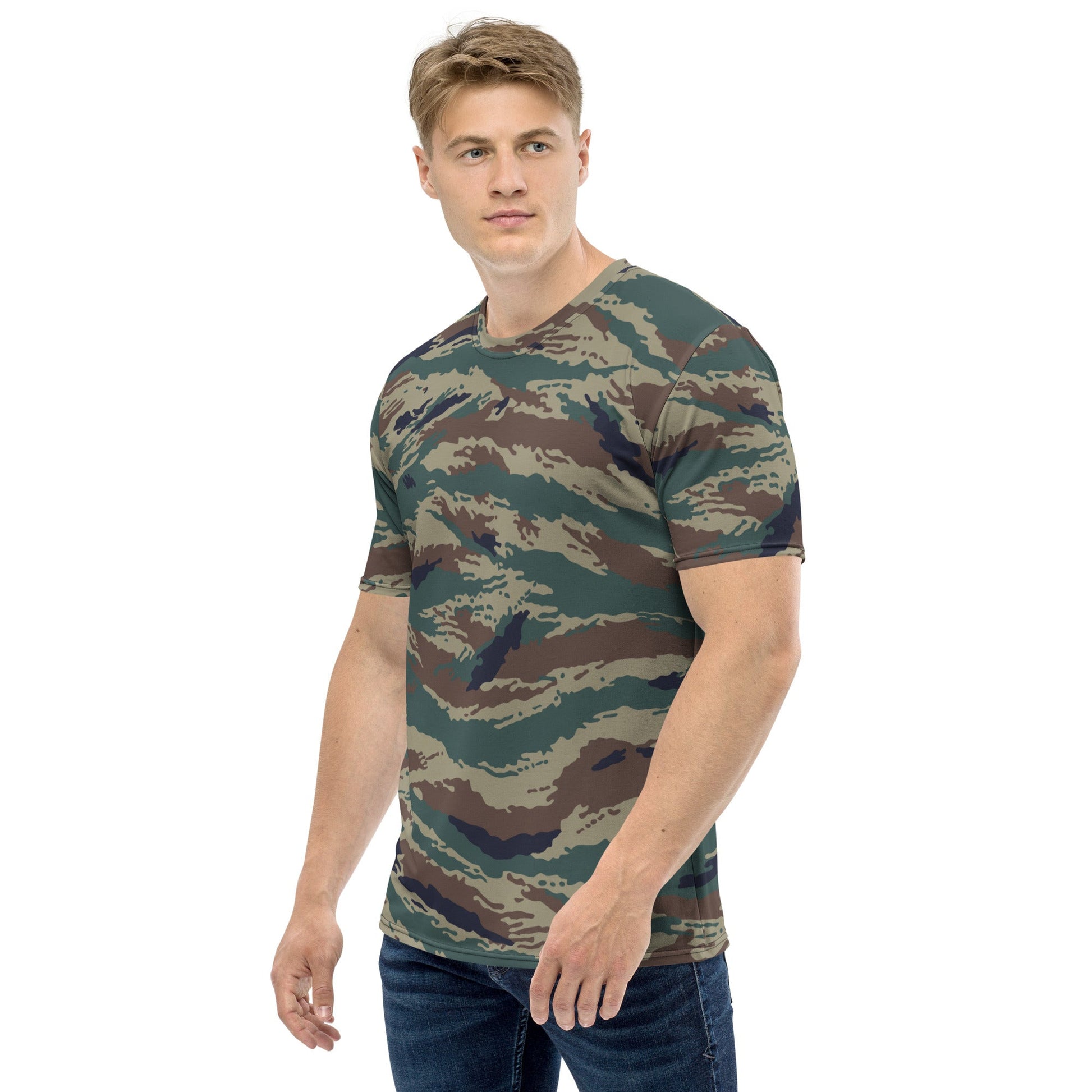 Russian Tiger Stripe Kamysh SPLAV CAMO Mens T-shirt - T-Shirts