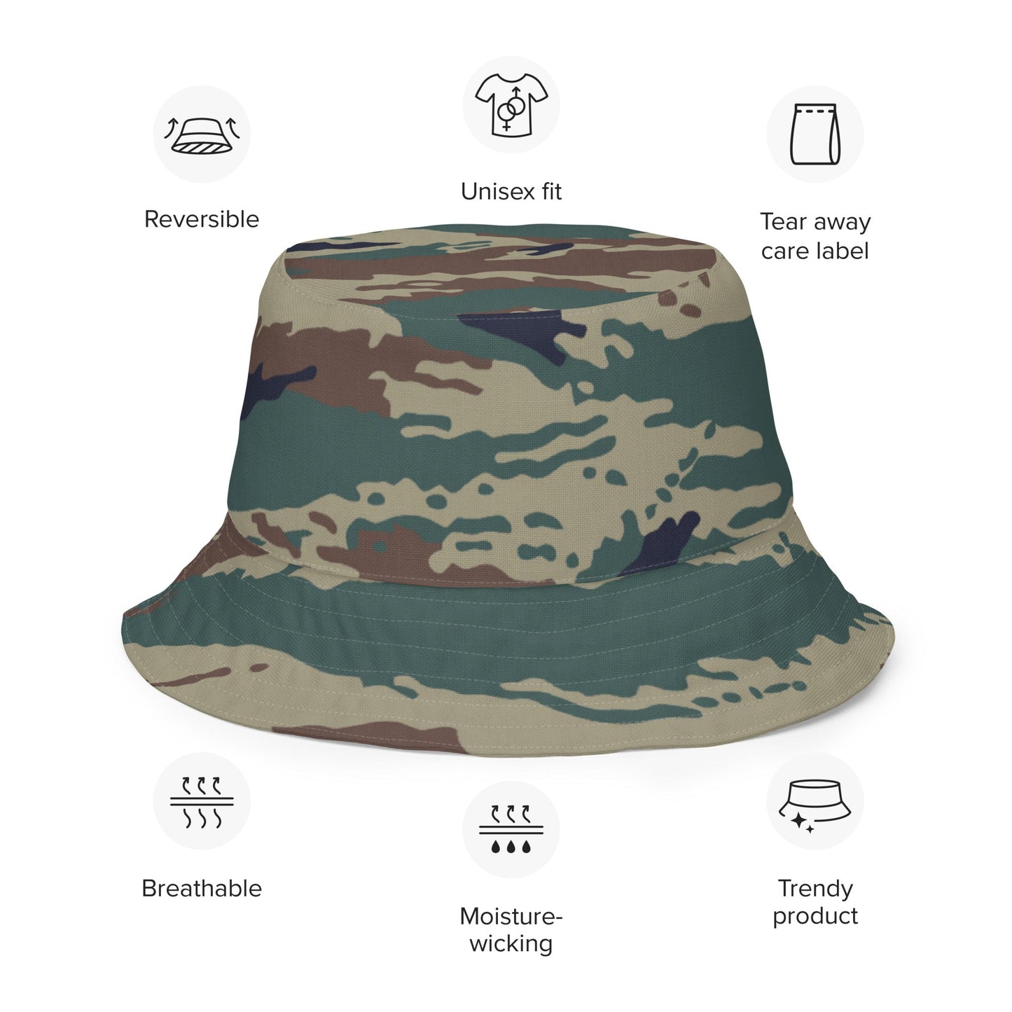 Russian Tiger Stripe Kamysh SPLAV CAMO Reversible bucket hat - Bucket Hats