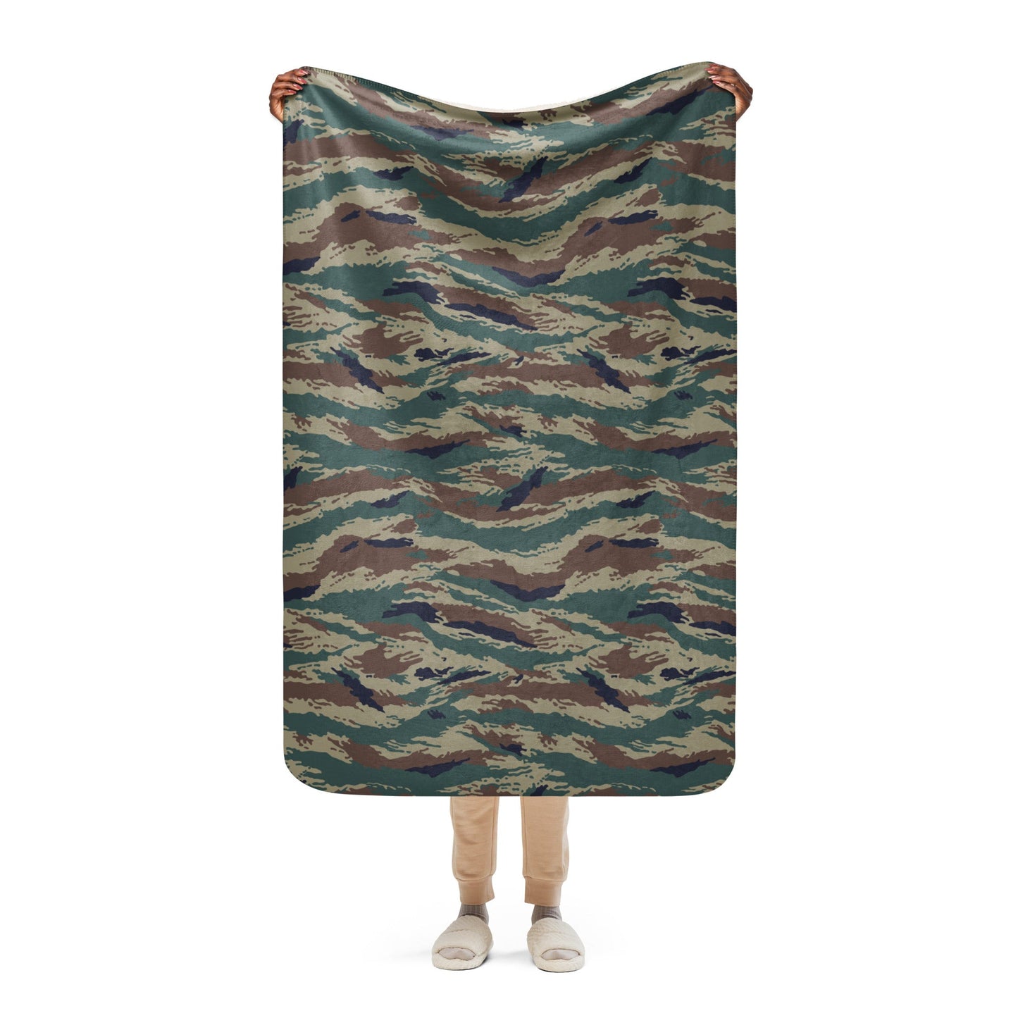 Russian Tiger Stripe Kamysh SPLAV CAMO Sherpa blanket - 37″×57″ - Blankets