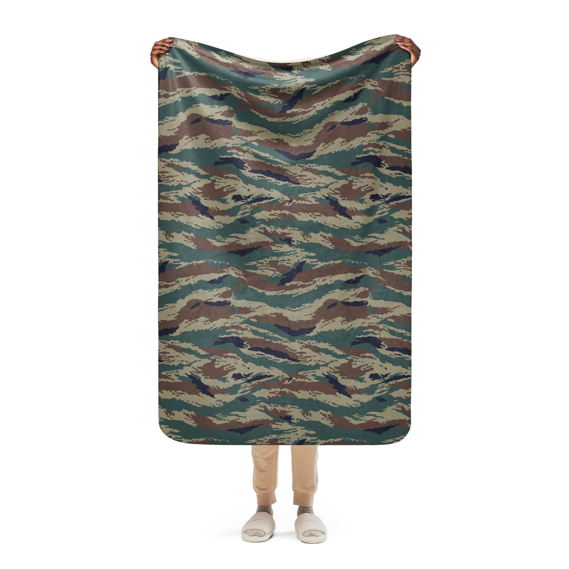 Russian Tiger Stripe Kamysh SPLAV CAMO Sherpa blanket - 37″×57″ - Blankets