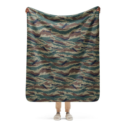 Russian Tiger Stripe Kamysh SPLAV CAMO Sherpa blanket - 50″×60″ - Blankets